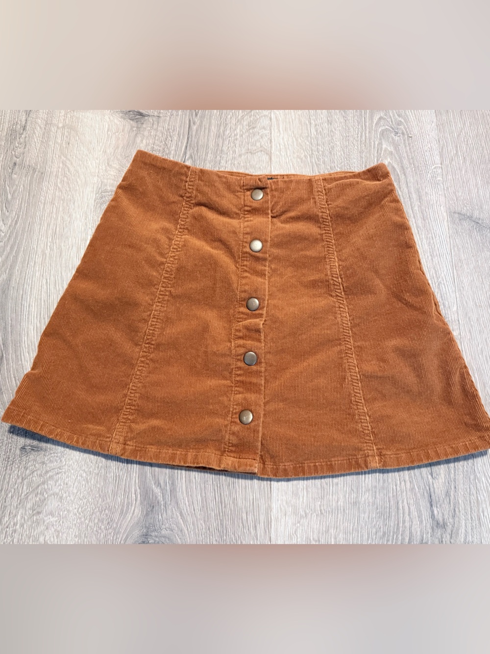 Topshop Rust Brown Corduroy Mini Button Skirt